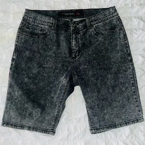 Black Denim Washed Shorts